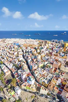 Aerial view of colorful buildings at Las Palmas. Gran Canaria, Canary Islands, Spain