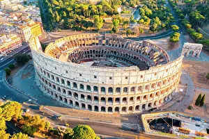 Ancient Monument Prints: Aerial view of Colosseum, Rome, Lazio, Italy