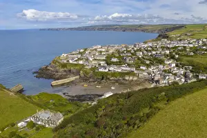 North Coast Prints: Aerial view of the Cornish fishing village of Port Isaac on the North coast of Cornwall
