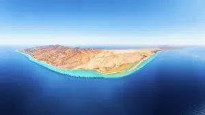 Beach Holiday Prints: Aerial view of Costa Calma, Jandia, Fuerteventura, Canary Islands, Spain