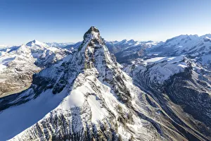 Valle Daosta Prints: Aerial view of Cresta del Leone. Zermatt. Canton of Valais. Switzerland