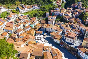 Asturias Prints: Aerial view of Cudillero, Asturias, Spain