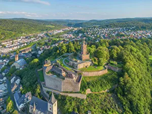 Westerwald Prints: Aerial view at Dillenburg with Wilhelmstower, Lahn-Dill-Kreis, Westerwald, Hesse, Germany