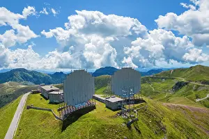 Aerial view of the Dosso dei Galli ex-military Nato base on the Maniva mountain zone. Bagolino, Maniva, Brescia province, Lombardy, Italy