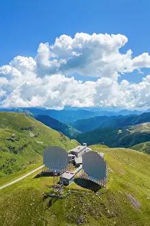 Brescia District Prints: Aerial view of the Dosso dei Galli ex-military Nato base on the Maniva mountain zone