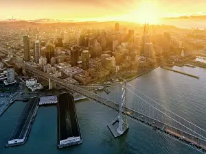 San Francisco Prints: Aerial View Downtown, Financial District and Transamerica Building