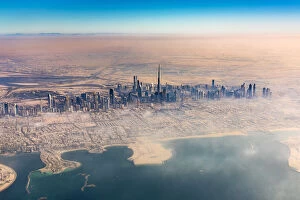 Images Dated 1st February 2017: Aerial view of downtown skyline with Burj Khalifa skyscraper, Dubai, United Arab Emirates
