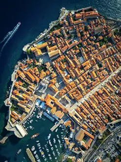 Straight Down Prints: Aerial view over Dubrovnik, Dalmatia, Adriatic Coast, Croatia