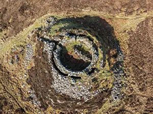 Dunvegan Prints: Aerial view of Dùn Fiadhairt, an Iron Age Broch near Dunvegan on the Isle of Skye