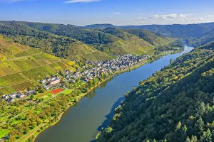 Aerial view at Ediger-Eller, Mosel valley, Eifel, Rhineland-Palatinate, Germany