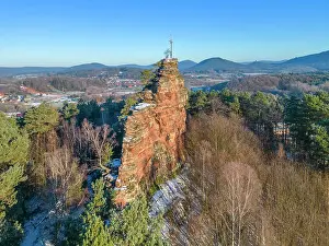 Pfalzer Wald Prints: Aerial view at the Engelmanns rock near Gossenweiler-Stein