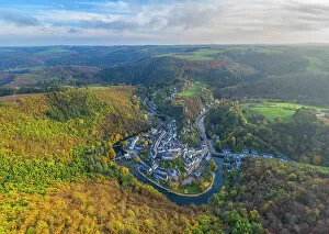 Images Dated 15th March 2023: Aerial view at Esch-sur-Sure, canton Wiltz, Diekirch, Luxembourg