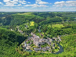 Images Dated 15th March 2023: Aerial view at Esch-sur-Sure, canton Wiltz, Diekirch, Luxembourg