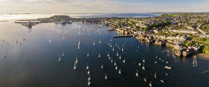 Images Dated 12th June 2023: Aerial view of Falmouth and the Penryn River, Flushing, Cornwall, England. Spring (May) 2023