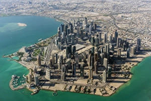 Aerial view of the financial district, Doha, Qatar