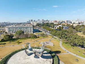 Recoleta Prints: Aerial view of the Floralis Generica monument in Recoleta, Buenos Aires, Argentina