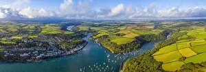Elevated Collection: Aerial view over Fowey, Cornwall, England