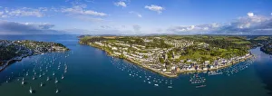 Aerial view over Fowey, Cornwall, England
