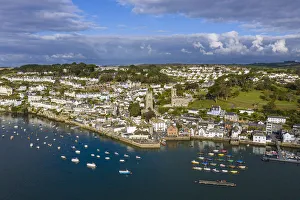 Aerial view over Fowey, Cornwall, England
