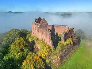Images Dated 15th March 2023: Aerial view at Freudenburg castle, Freundenburg, Hunsruck, Rhineland-Palatinate, Germany