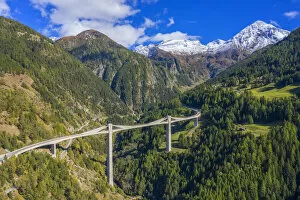 Hans Georg Eiben Collection: Aerial view on Ganter bridge of Simplon pass road, Valais, Switzerland