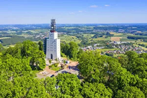 Images Dated 19th June 2020: Aerial view on the german-french meeting place Schaumberg tower on the Schaumberg at