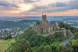 Lahn Prints: Aerial view at Gleiberg castle near Gieszen at sunrise