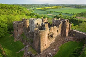 Images Dated 5th July 2022: Aerial view of Goodrich Castle near Ross on Wye, Herefordshire, England. Spring (May) 2022