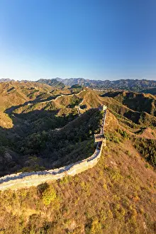 Watchtower Prints: Aerial view of the Great Wall of China at Jinshanling (UNESCO World Heritage Site)