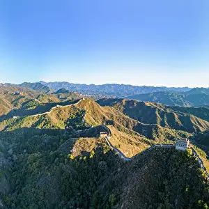 Watchtower Prints: Aerial view of the Great Wall of China at Jinshanling (UNESCO World Heritage Site)