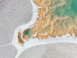 Cordillera Prints: Aerial view of the Green Lagoon (Laguna Verde) in the Antofalla Salt Flat (Salar de Antofalla)