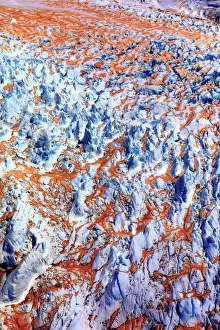 Aerial view from the helicopter of the Franz Joseph glacier, West Coast, South Island