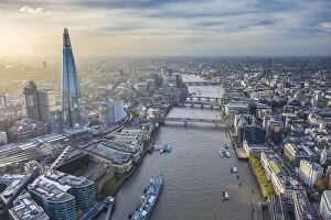 Aerial view from helicopter, London, England