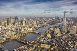 Aerial view from helicopter, The Shard, London, England