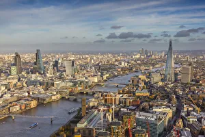 Aerial view from helicopter, The Shard, London, England