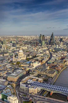 Aerial view from helicopter, St. Pauls and City of London, London, England