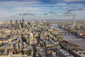 Aerial view from helicopter, St. Pauls and City of London, London, England Aerial view from helicopter, St. Pauls and City of London, London, England