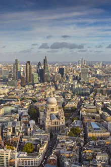Aerial view from helicopter, St. Pauls and City of London, London, England