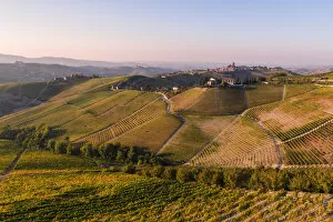 Images Dated 13th November 2017: Aerial view over the hills of Le Langhe wine region in autumn, Piedmont, Italy
