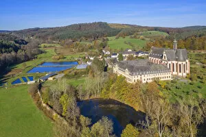 Aerial view at the Himmerod cloister, Eifel, Rhineland-Palatinate, Germany