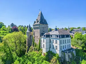 Luxembourg Prints: Aerial view at Hollenfels Castle in the Valley of the 7 Castles