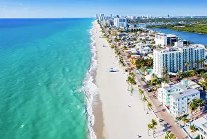 Broadwalk Prints: Aerial View of Hollywood Beach Hollywood Beach Broadwalk Hollywood, Broward, Florida, USA
