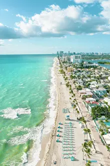Southern Usa Prints: Aerial view over Hollywood Beach, Miami, Florida, USA