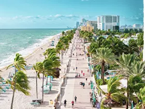 Southern Usa Prints: Aerial view over Hollywood Beach, Miami, Florida, USA
