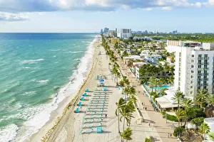 Southern Usa Prints: Aerial view over Hollywood Beach, Miami, Florida, USA