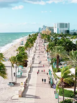 Southern Usa Prints: Aerial view over Hollywood Beach, Miami, Florida, USA