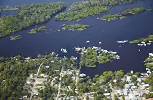 Amazon Collection: Aerial view of housing along Rio Negro, Manaus, Amazonas, Brazil