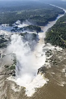 Aerial view over Iguacu Falls, Iguacu (Iguazu) National Park, Brazil