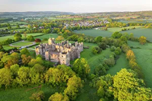 Images Dated 5th July 2022: Aerial view of the impressive medieval ruins of Raglan Castle, Monmouthshire, Wales