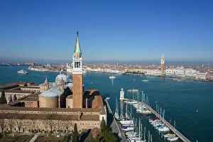 Peter Fischer Prints: Aerial view of Isola di San Giorgio Maggiore with church San Giorgio Maggiore